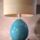 large living room lamp in cracked turquoise blue ceramic 1970 to 80, h53x40 elec ok