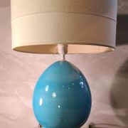 large living room lamp in cracked turquoise blue ceramic 1970 to 80, h53x40 elec ok