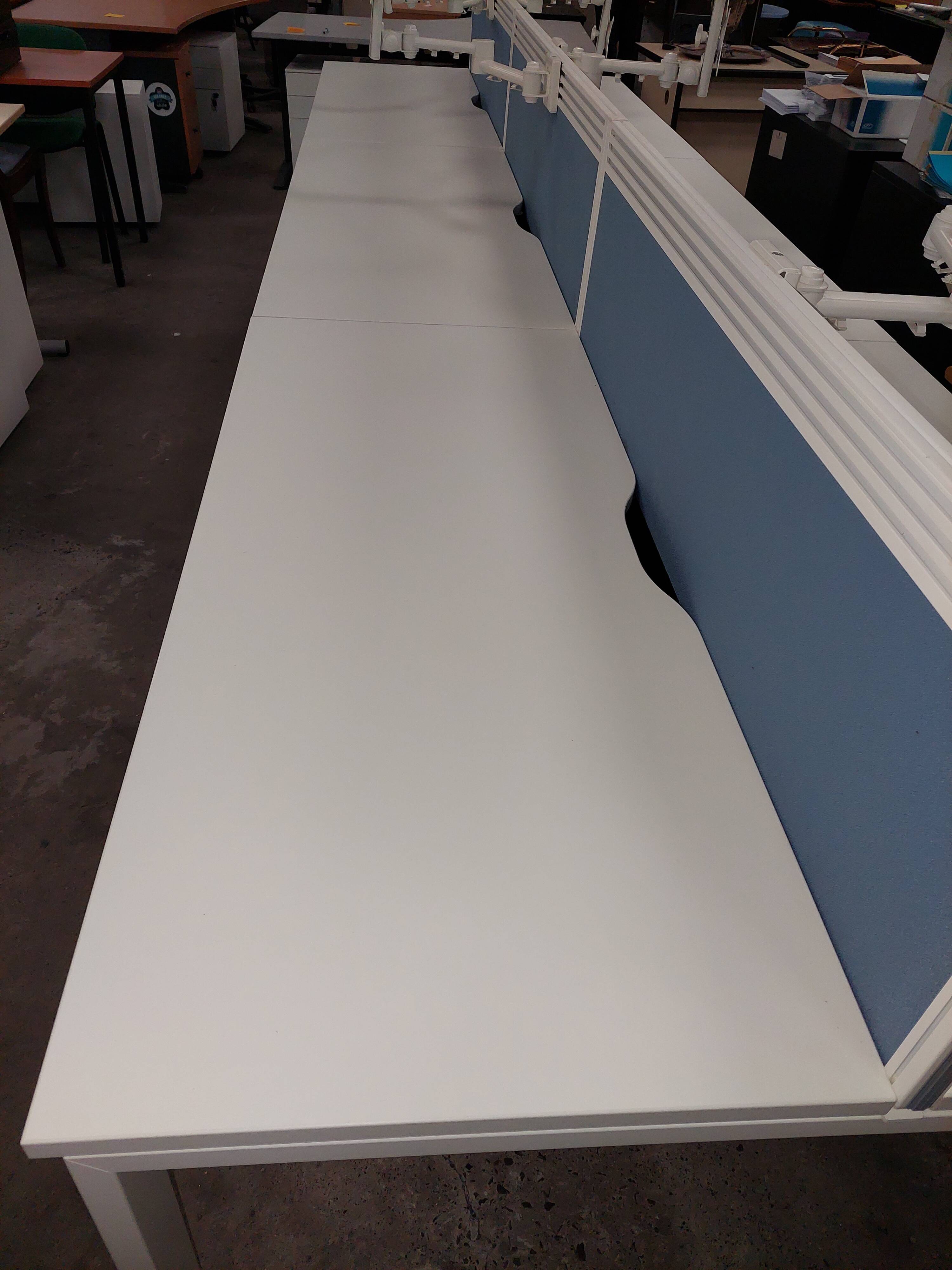 Bench desks 6 workstations with 3 removable partitions used good condition