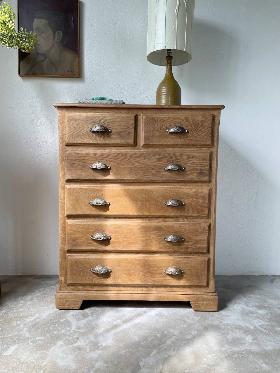 1950 oak chiffonier chest of drawers
