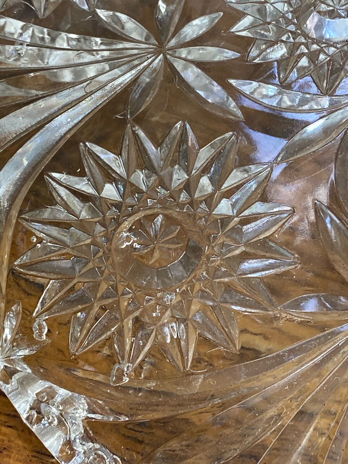 Large cut glass fruit bowl, 1950s