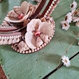 Oval mirror wood and vintage shells