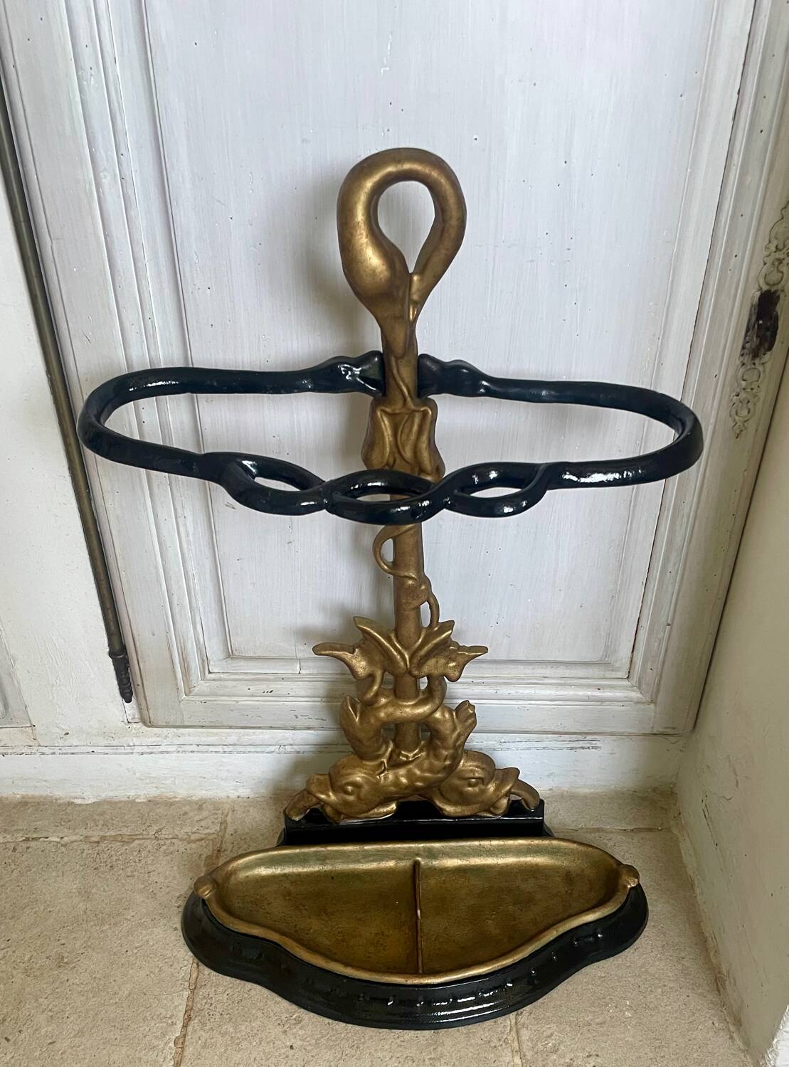 Art Nouveau cast iron umbrella stand