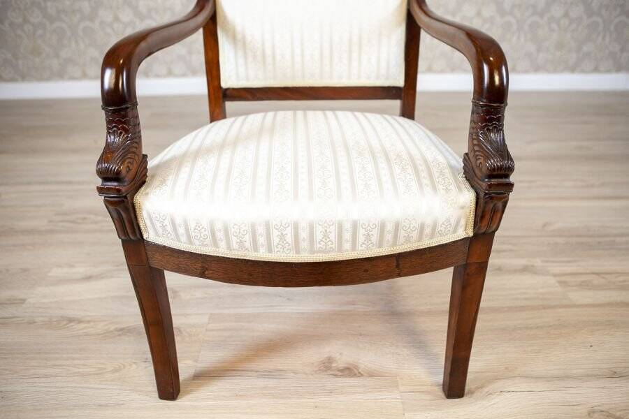 Antique Biedermeier Mahogany Armchair, 1890s