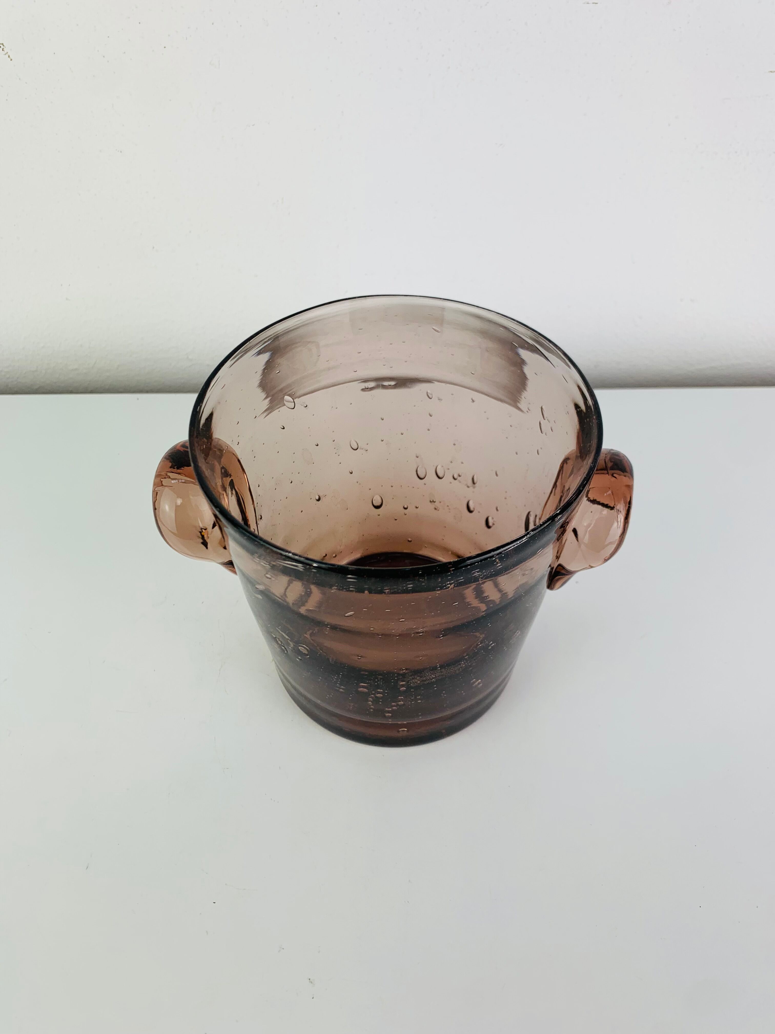 Pink bubble glass ice bucket La Rochère