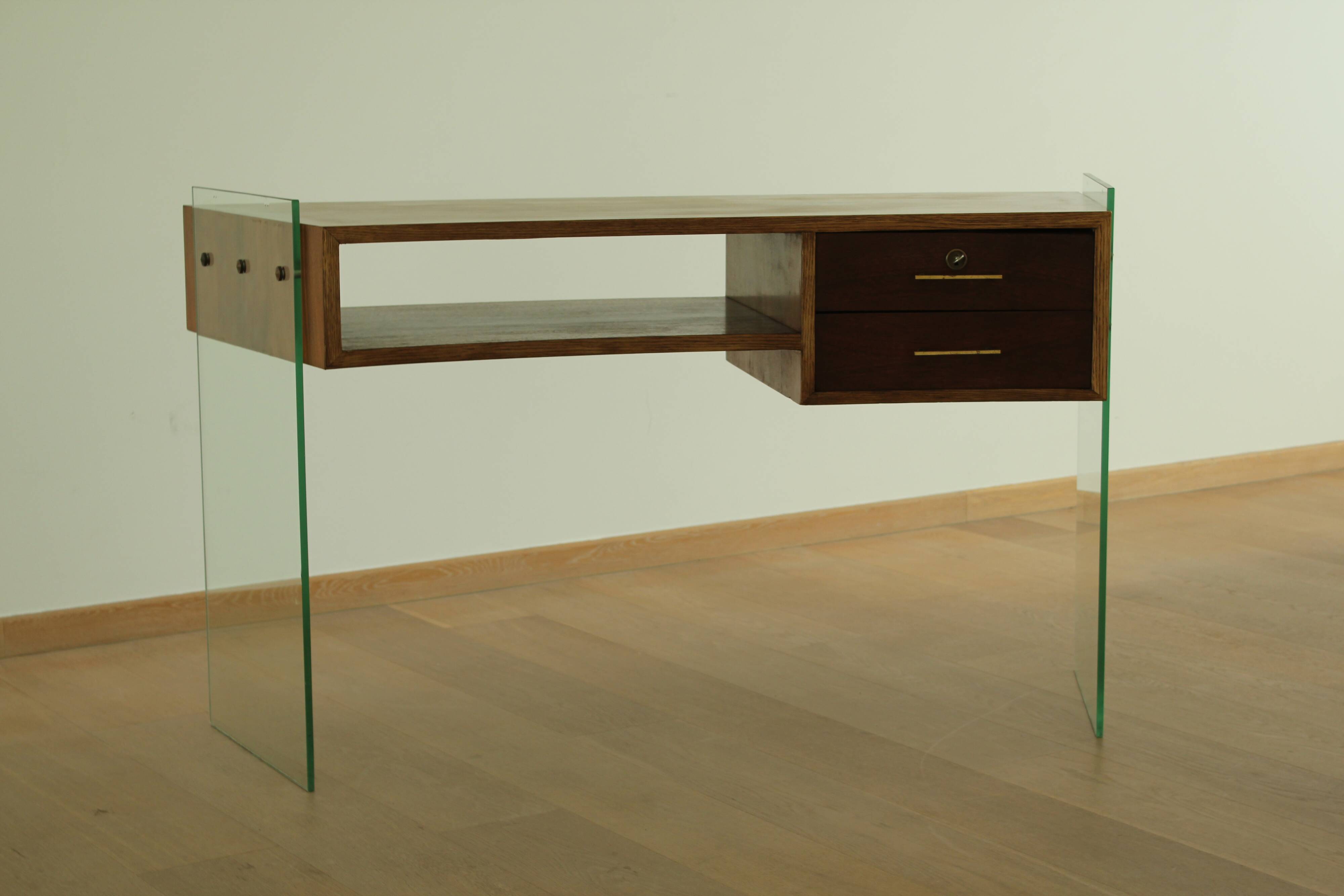 Bureau en verre français des années 1950