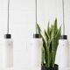 Three-arm pendant lamp made of opaline glass and metal, cascade lamp, minimalist lighting