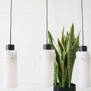 Three-arm pendant lamp made of opaline glass and metal, cascade lamp, minimalist lighting