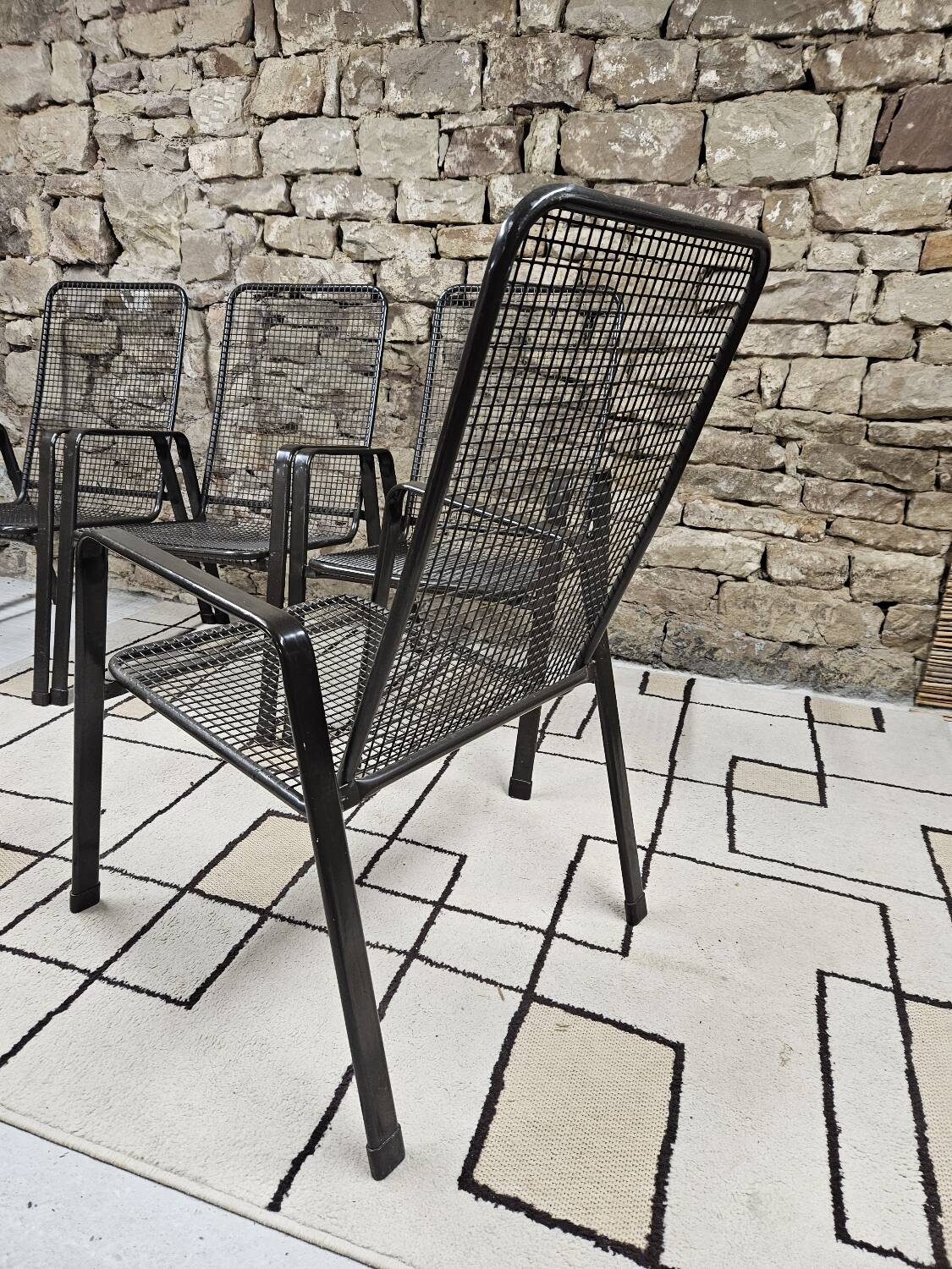 Lot 4 fauteuils vintage 1970" jardin terrase