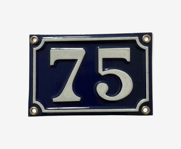 Plaque émaillée numéro de rue 75