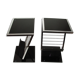 2 side tables, bedside tables in black glass and chrome metal, 1980