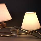 Paire d'appliques en laiton doré et miroir, circa 1960