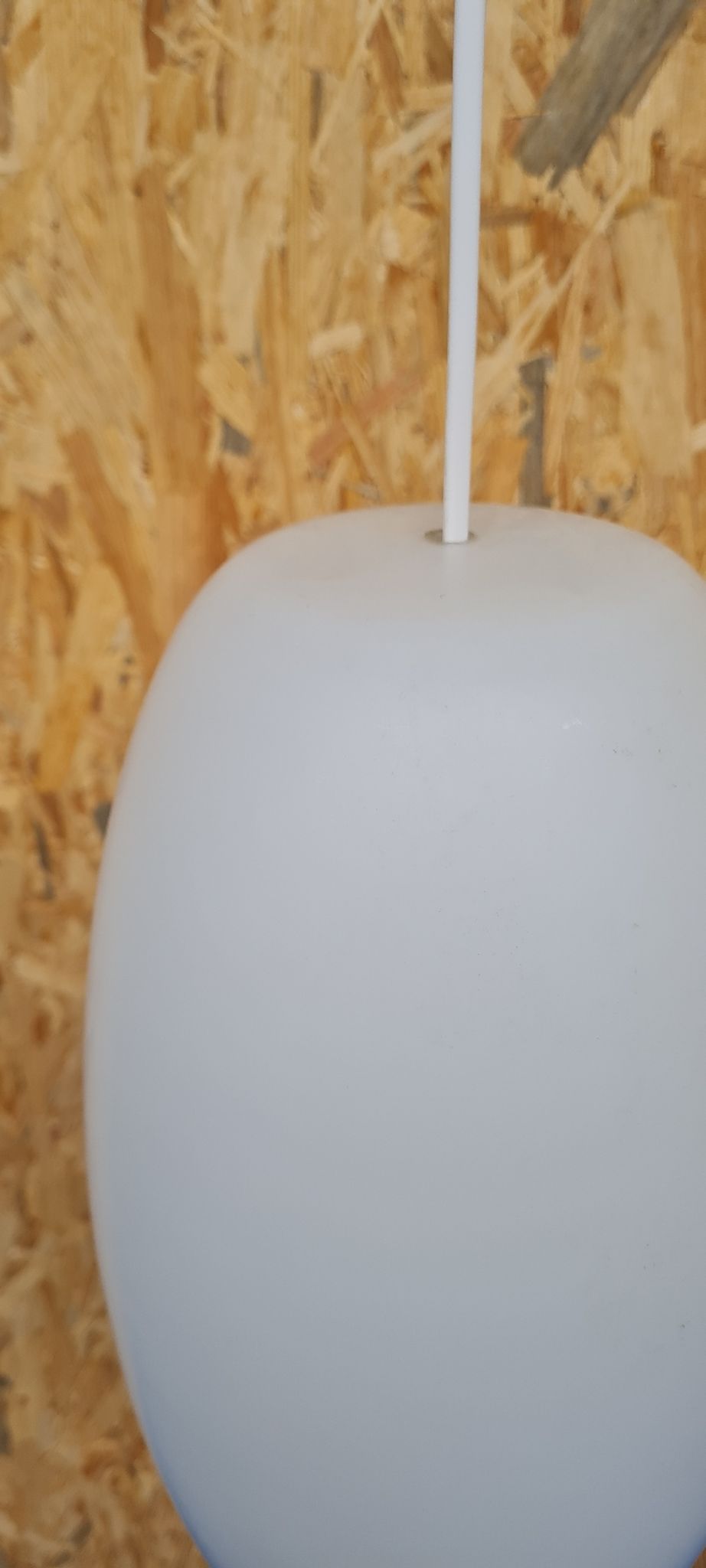 Oval pendant light in white opaline 1960