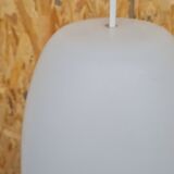 Oval pendant light in white opaline 1960