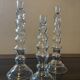 Trio of designer blown glass candle holders