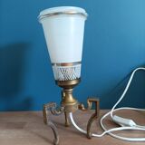 Bedside lamp metal bronze patinated tulip glass gilded edging art deco