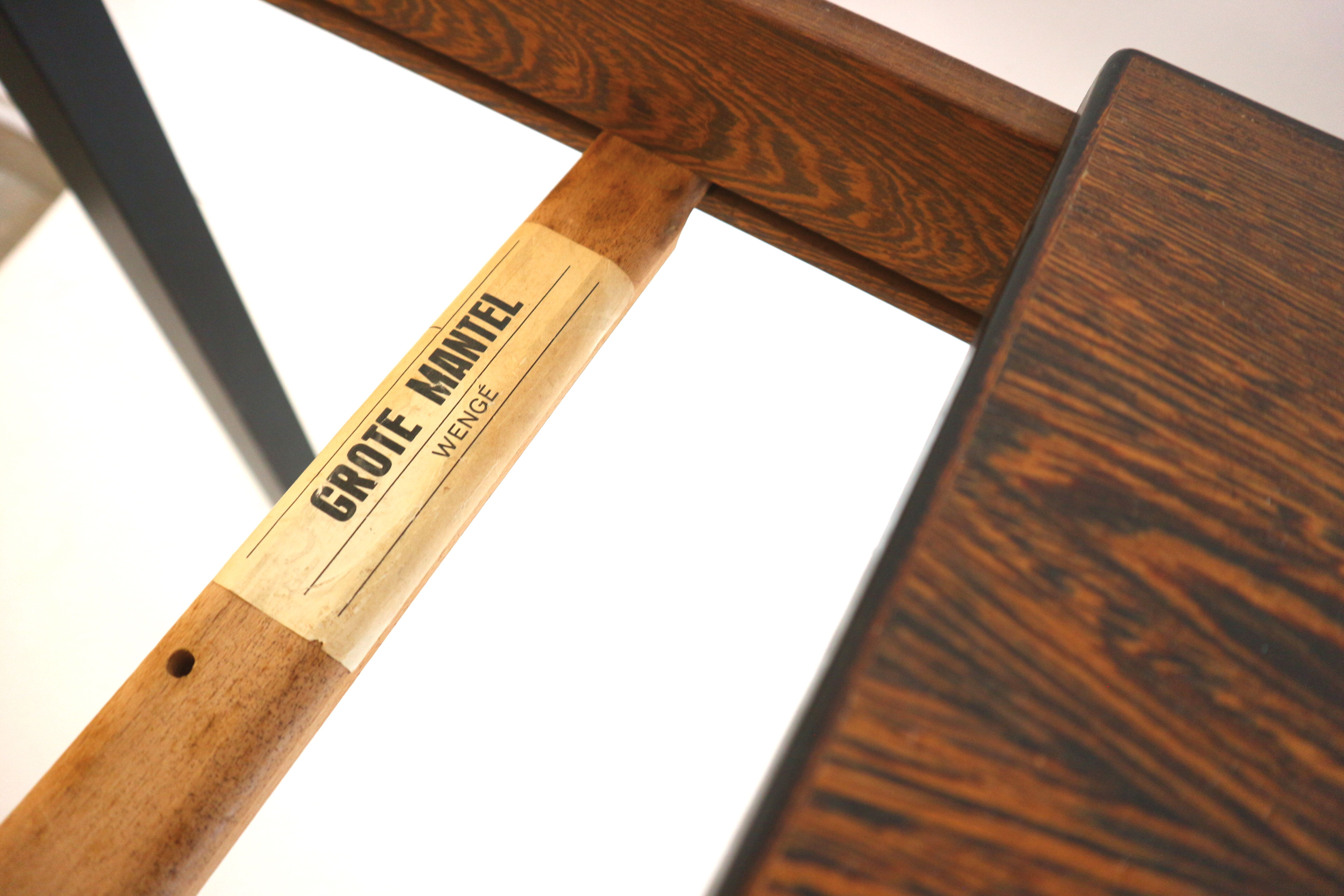 Vintage extendable dining table in wenge Brutalist style from the 1960s.