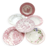 Assortment of 6 old soup plates