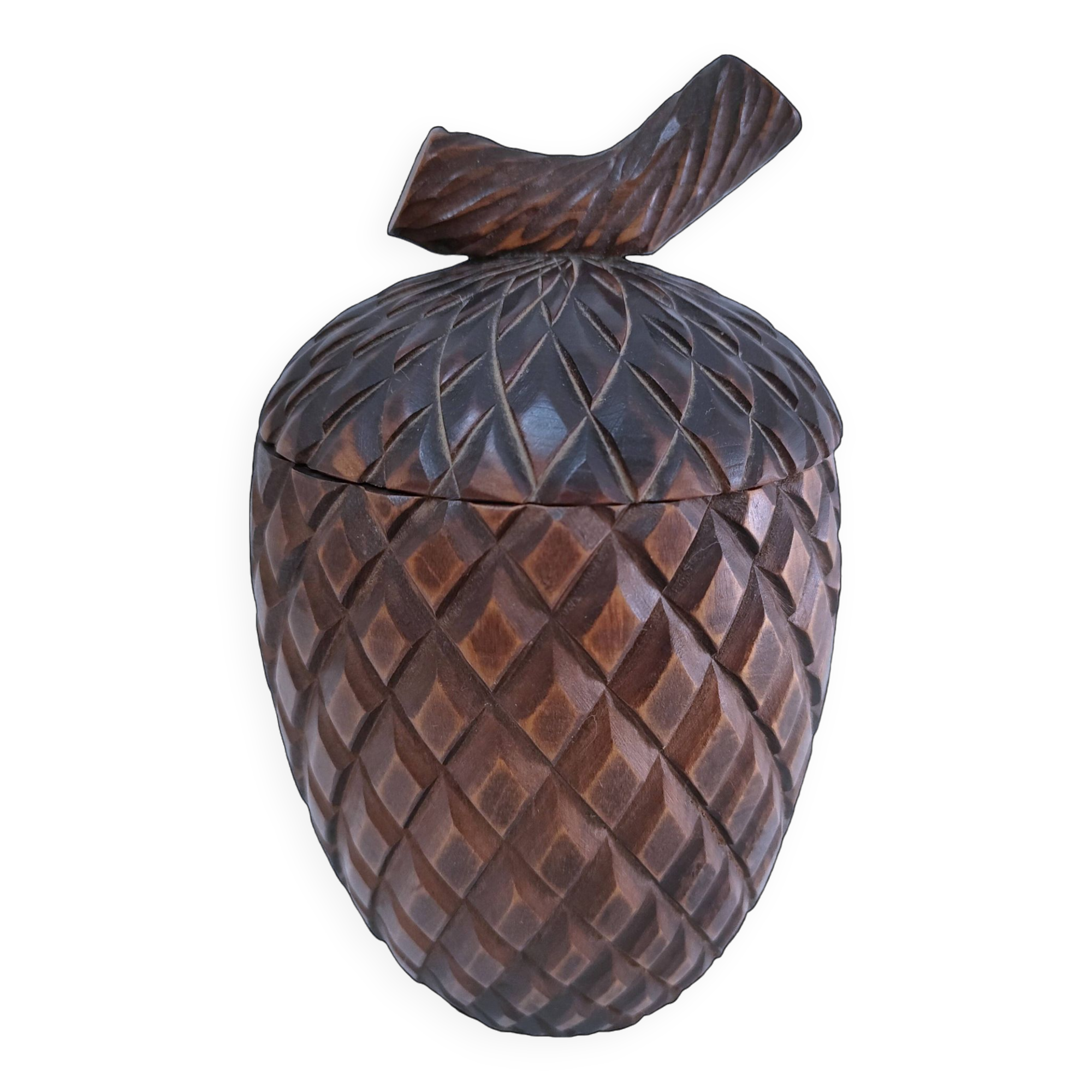 Solid vintage pine cone wood box