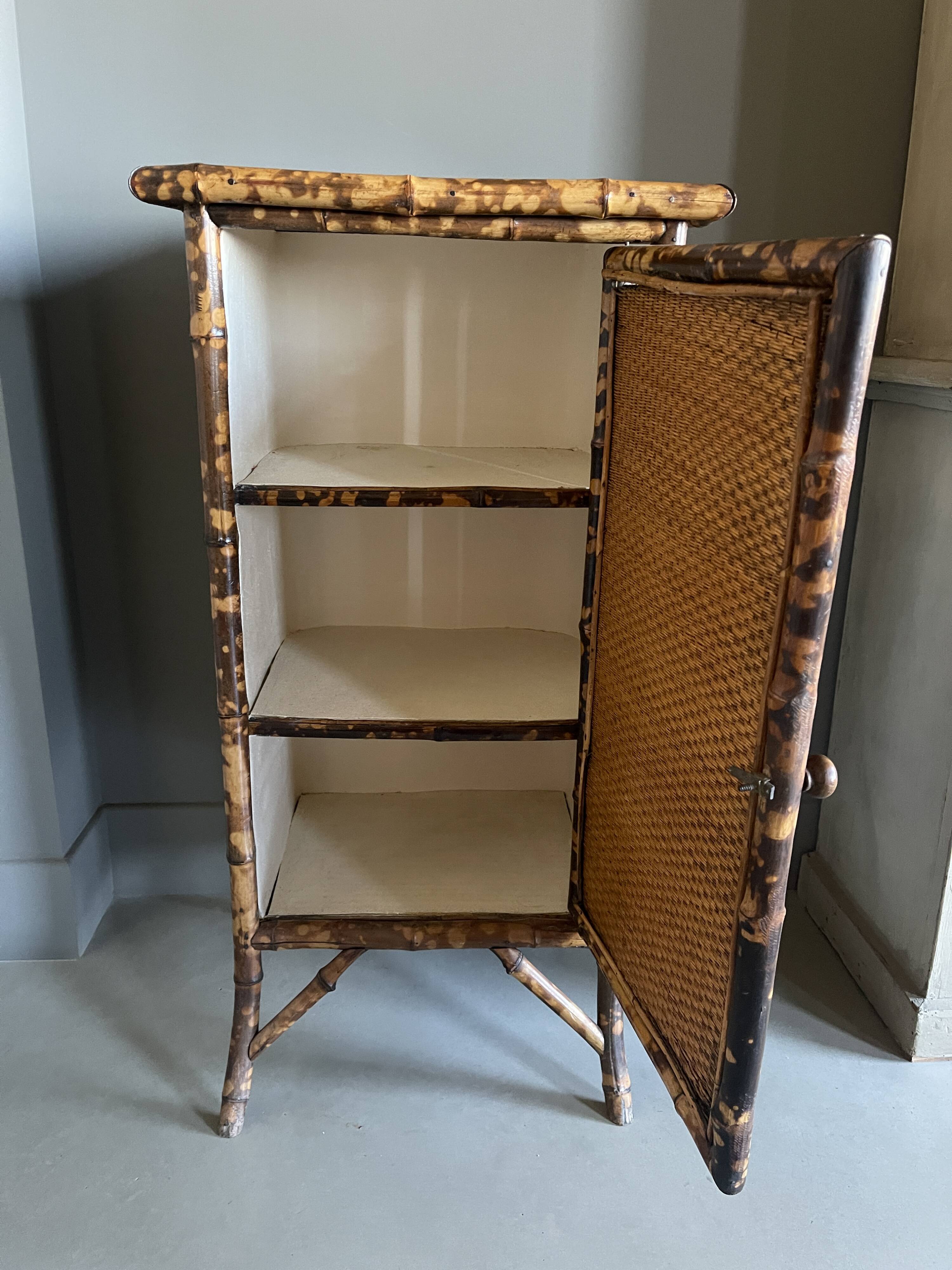 Bamboo buffet cabinet with Japanese lacquer decor