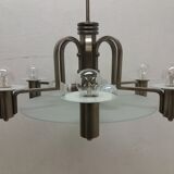 1930 Art deco Metal chandelier Functionalism, Czechoslovakia
