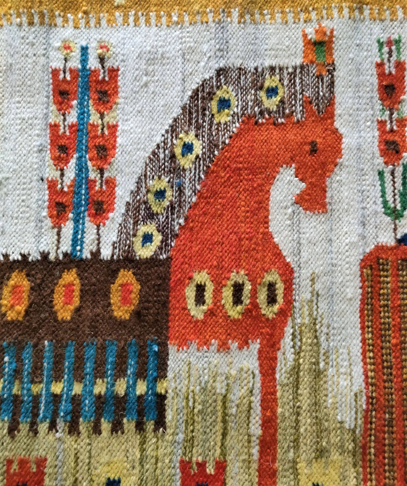 Tapisserie kilim fait main artisanat polonais années 70