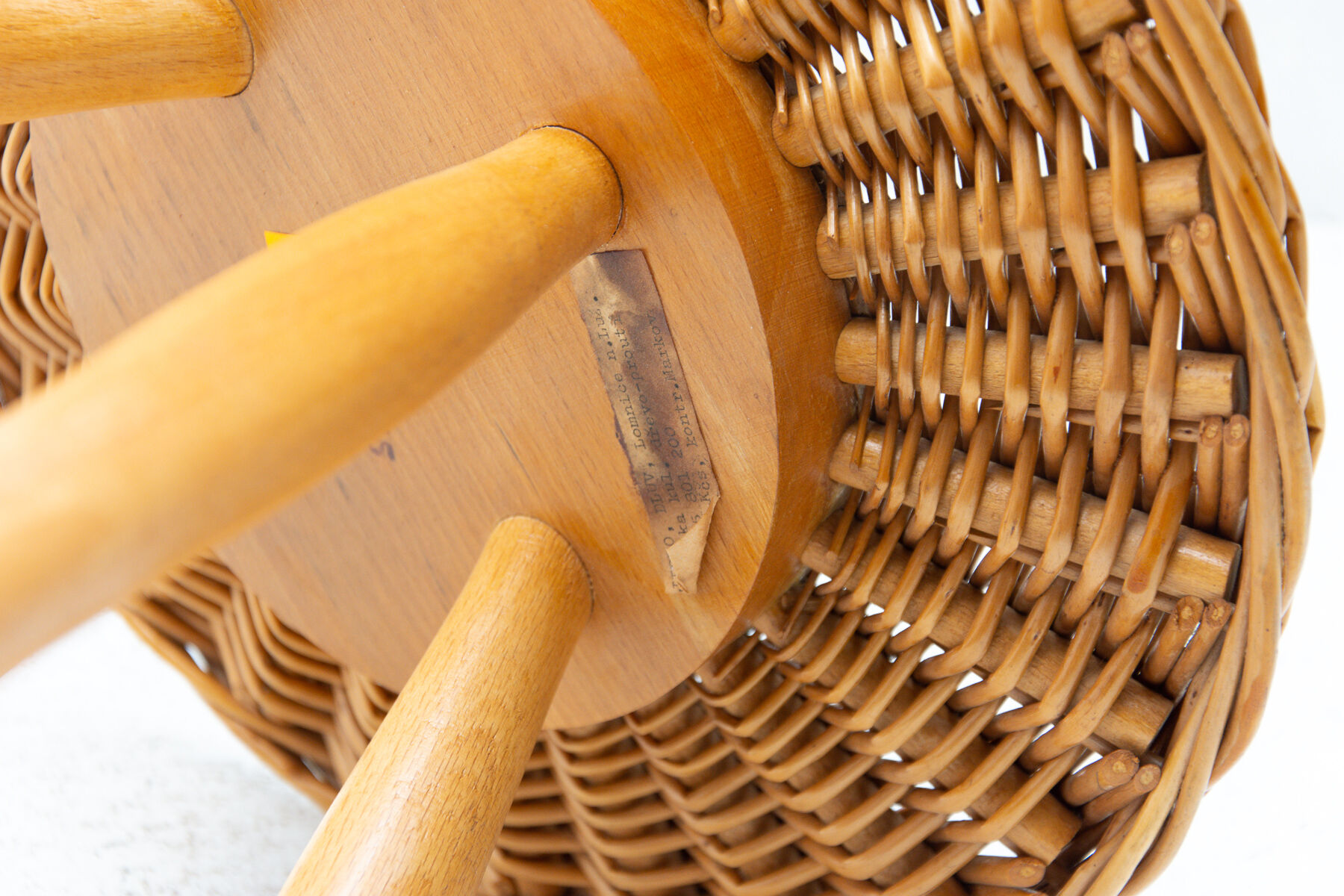 Mid century rattan stool by Jan Kalous for Úluv, 1960´s, Czechoslovakia