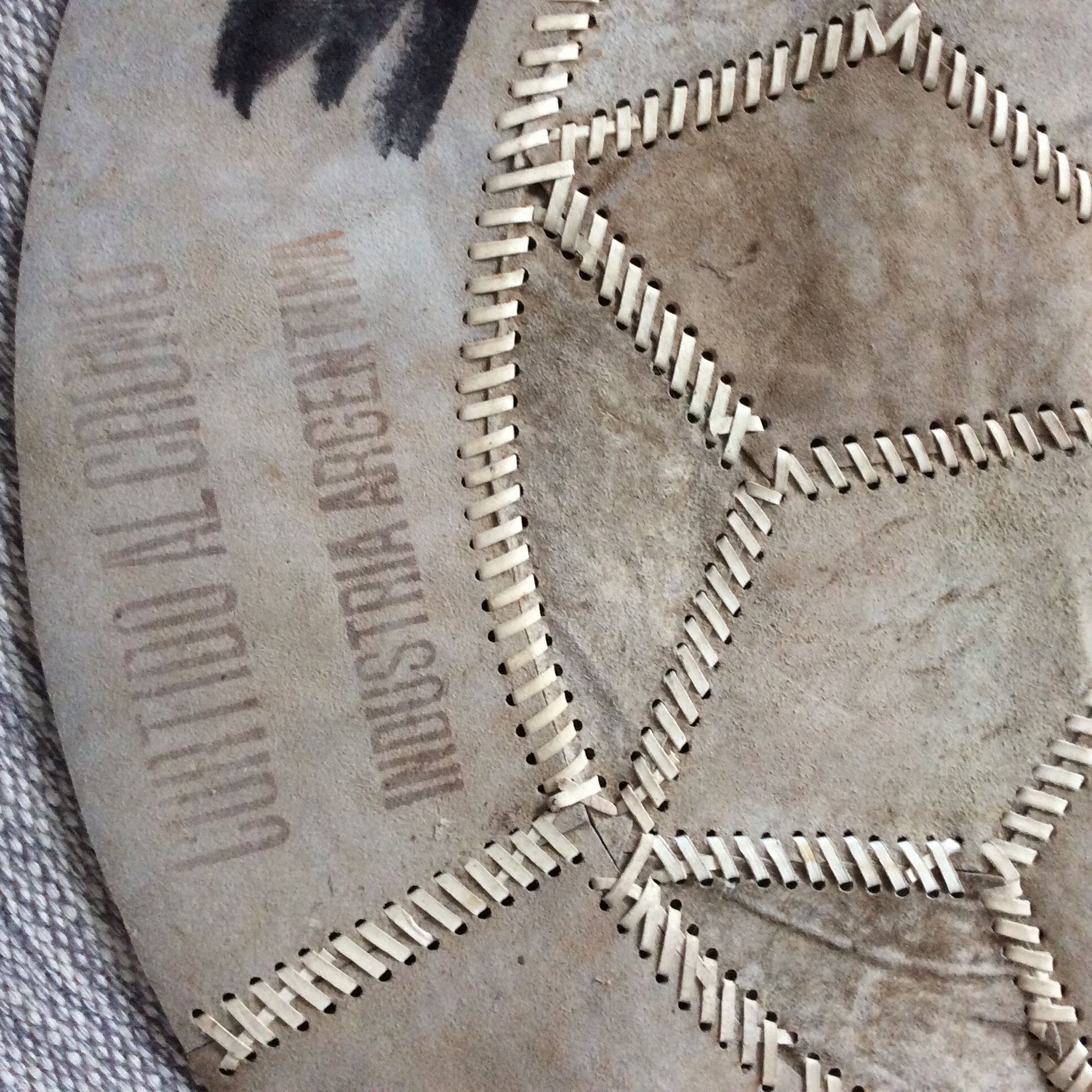 Vintage round cowhide carpet from the 60s and 70s