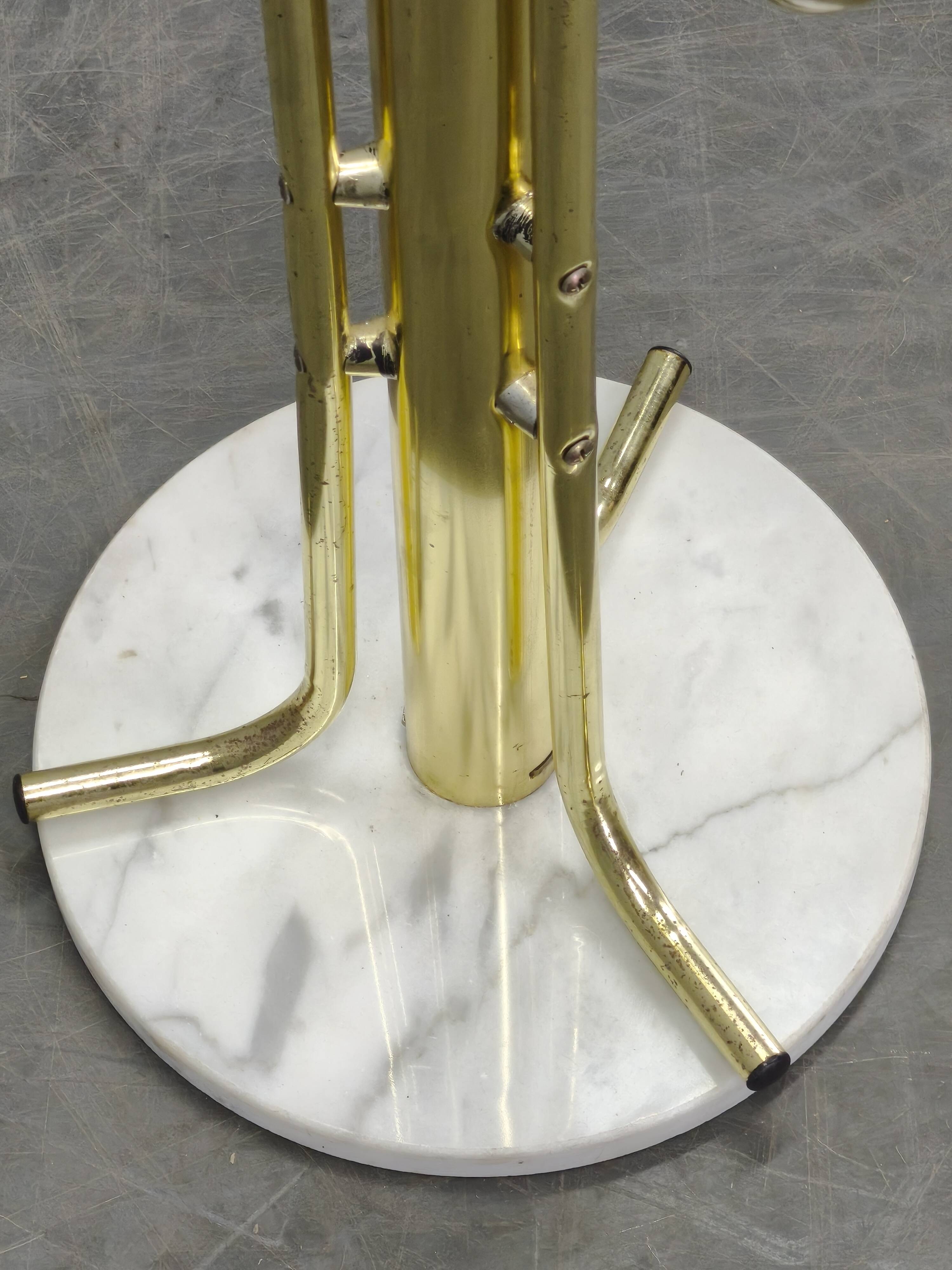 Italian Brass-Plated Coat Rack with Marble Base, 1970s