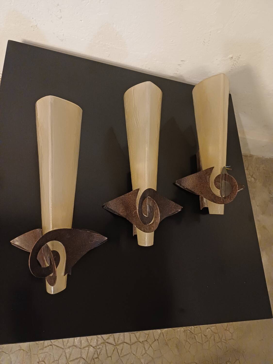 Set of 3 Terzani glass wall lights