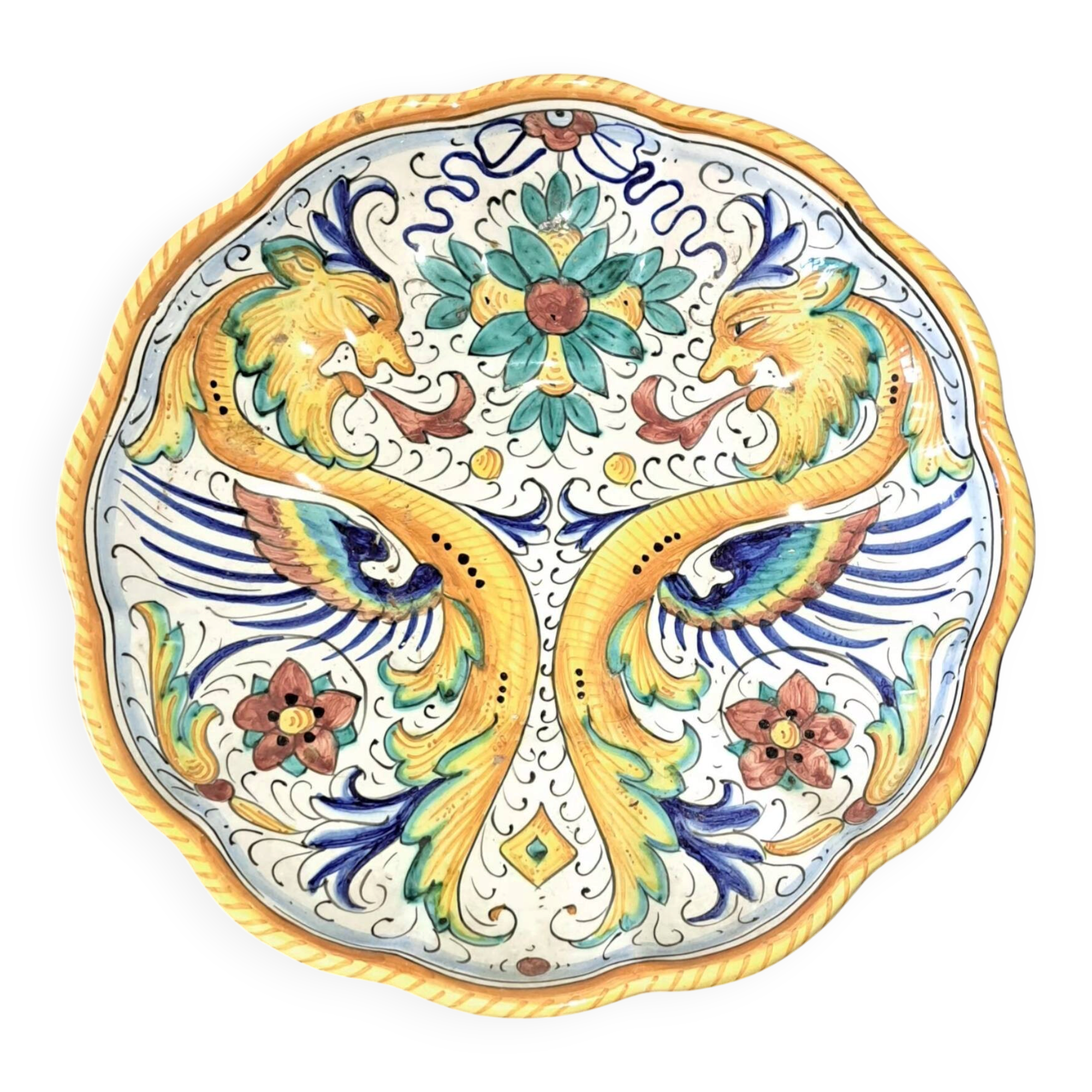 Decorative plate in earthenware. Signed Gima Dervta.
