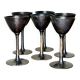 Set of six hammered metal goblets.