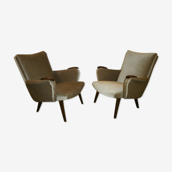 Pairs of armcchairs Danish 50/60s Arno Votteler knoll