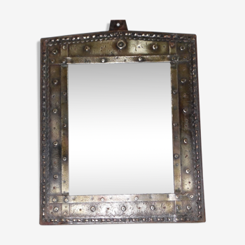 Miroir artisanal en fer forgé 40.5 X 50 cm-