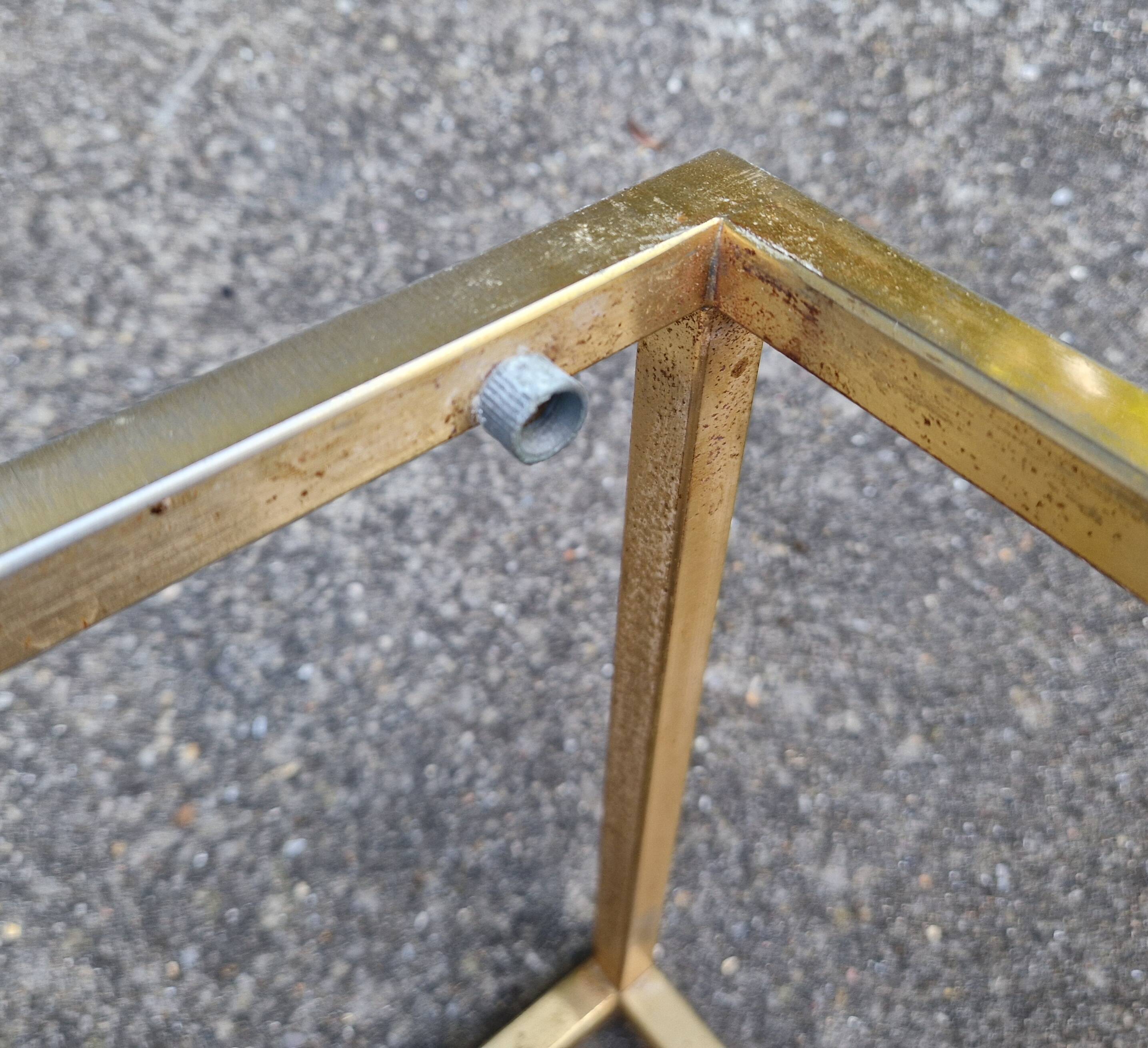 Vintage 1980s gold metal and smoked glass nesting tables