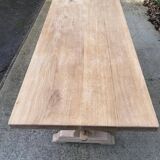 Extendable monastery table renovated in solid raw oak 180 260cm