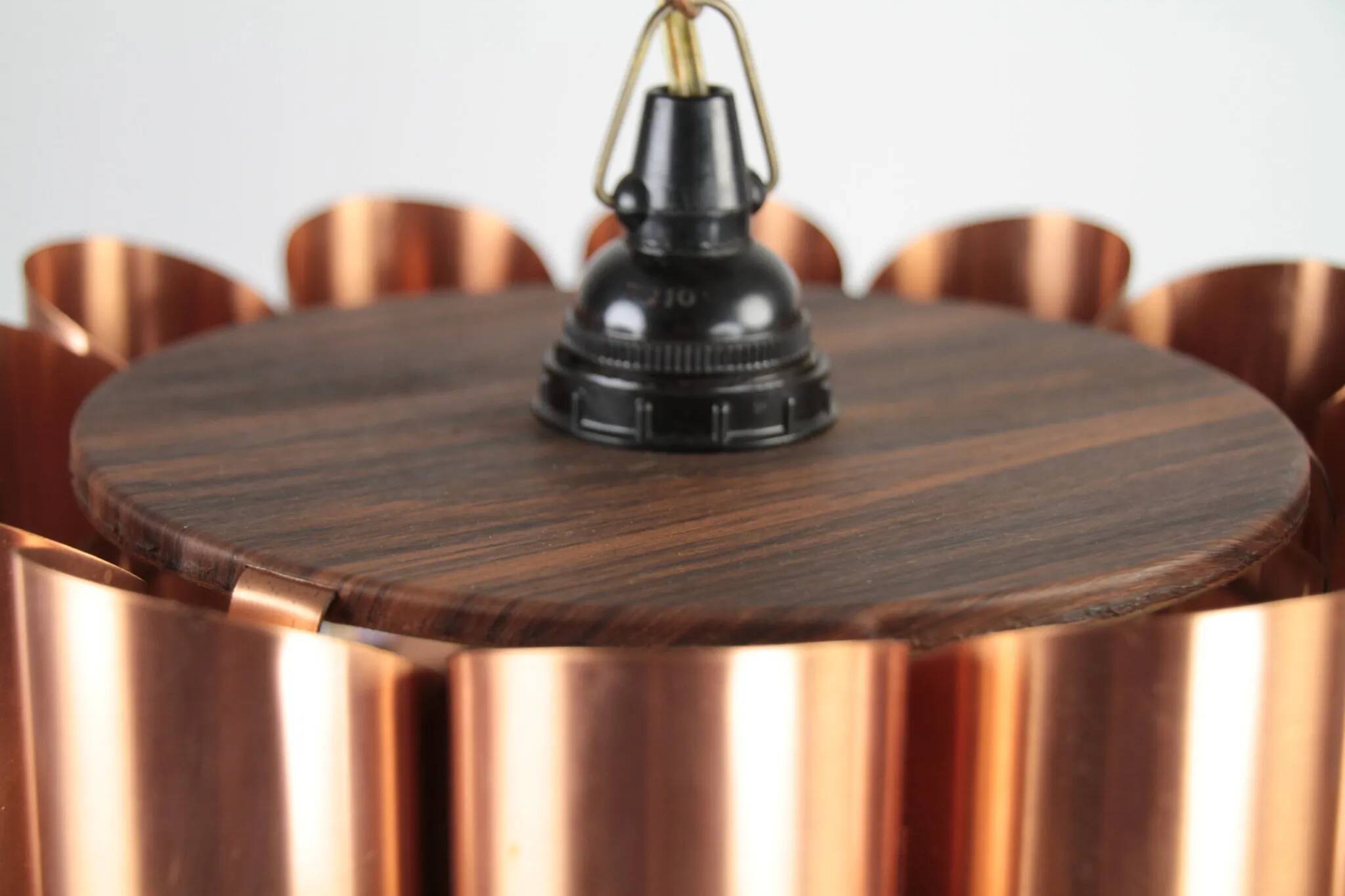 Copper & Black Pendant Lamp by Werner Schou for Coronell Elektro — Denmark, 1960s