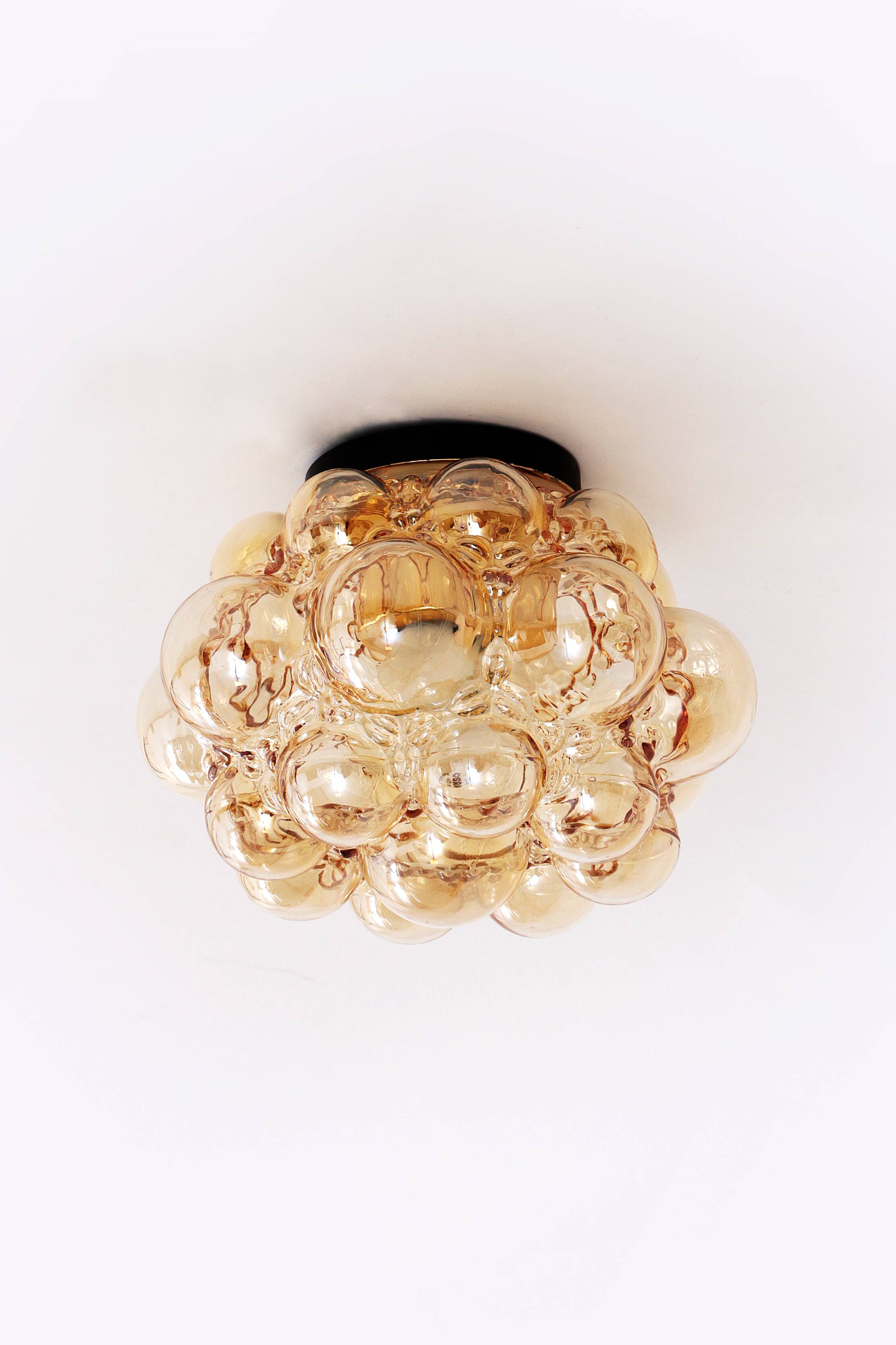 Vintage Amber Bubble Glass Lamp Helena Tynell, 1960