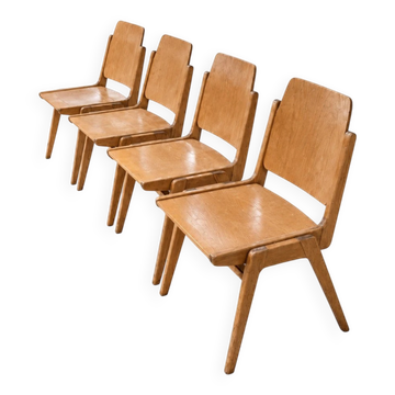 Set of 4 stackable "Austro" Chairs by Franz Schuster