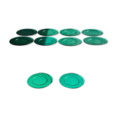 Lot de 10 grandes assiettes de présentation en verre soufflé vert bouteille