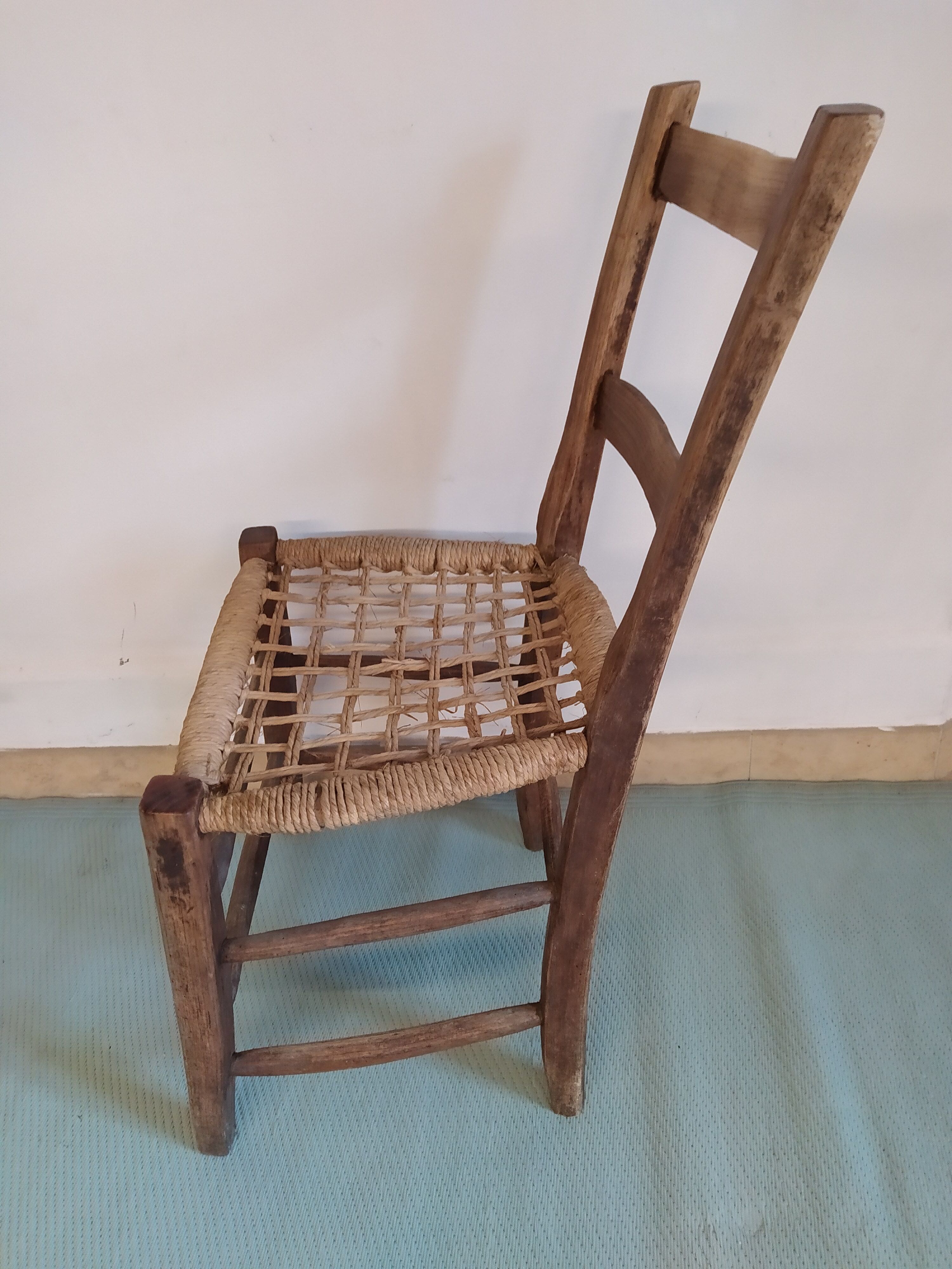 rustic wooden chair boheme craft braided rope