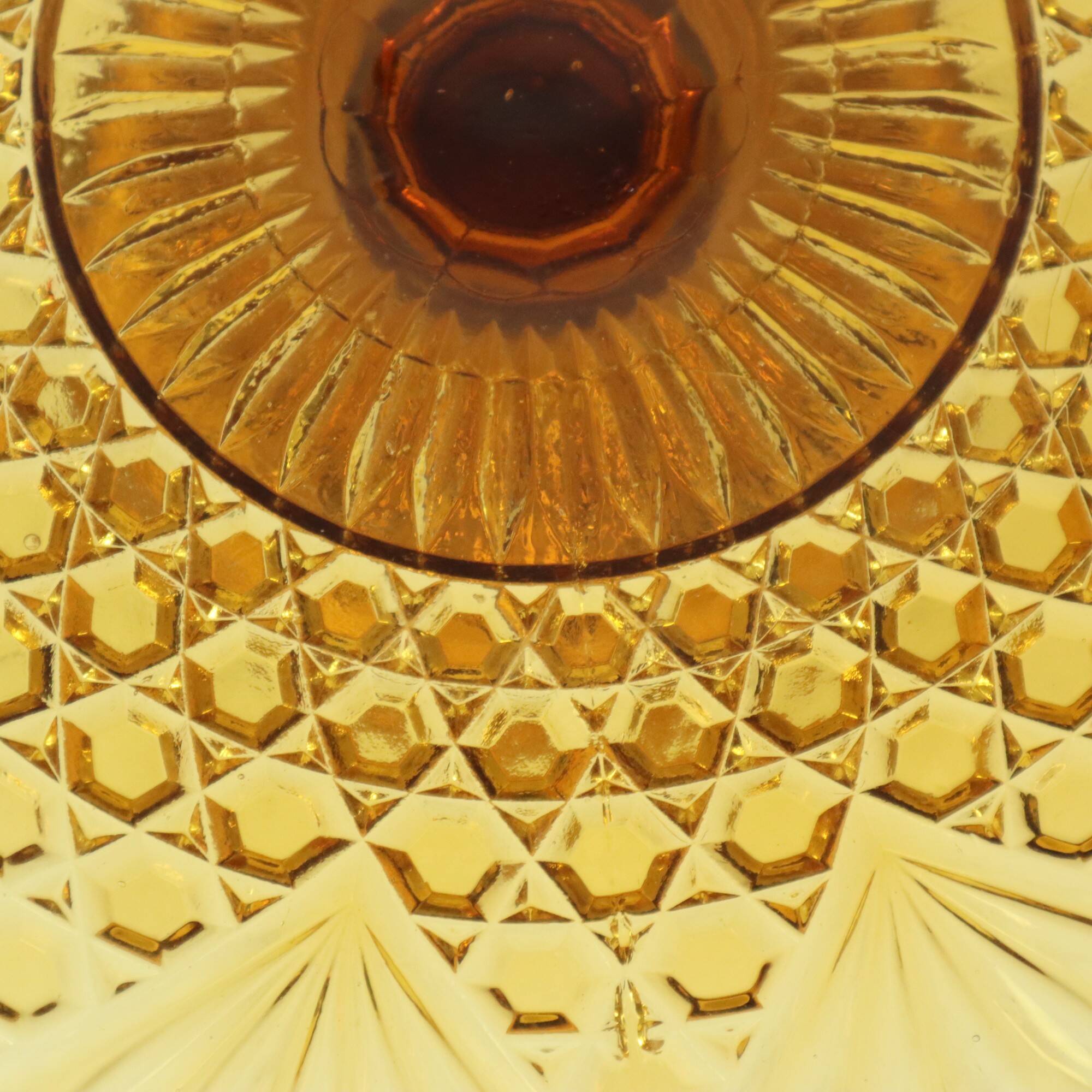 Art Deco Amber Cake Stand Depression Glass 33cm