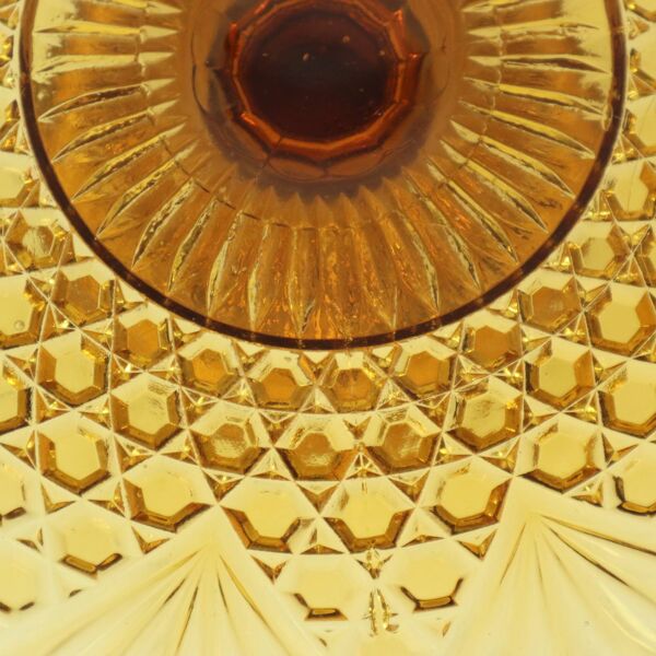 Présentoir à gâteaux Art Déco Ambre Verre Dépression 33 cm