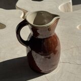 Large brown glazed stoneware jug Grès du Berry Made in France H19