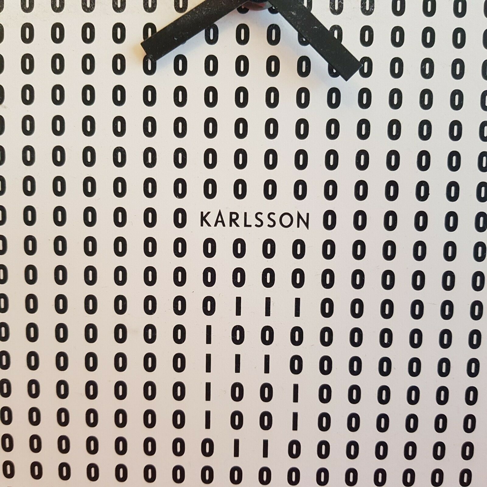 Karlsson design square wall clock - black and white, 1 and 0 optical illusion