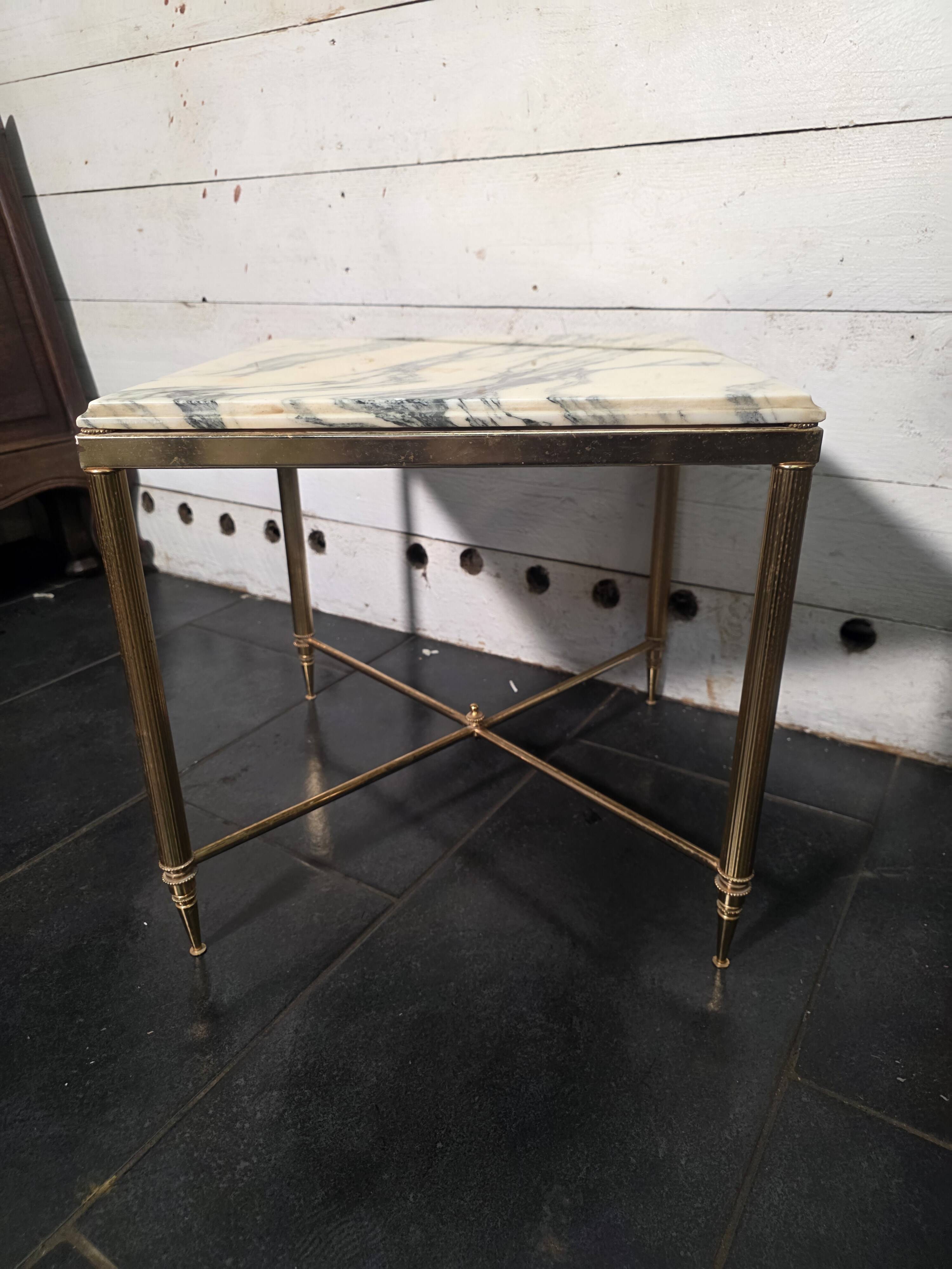 1960s brass and marble side table