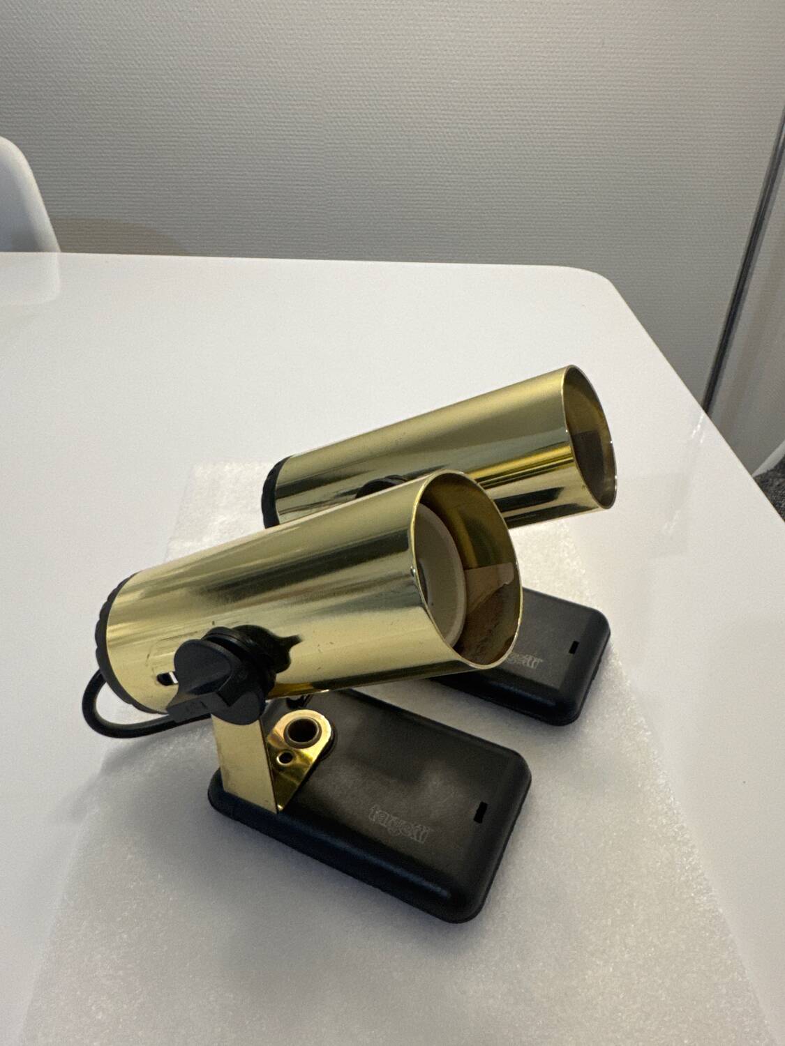 Pair of adjustable gold Targetti spotlights – Italian vintage design – c