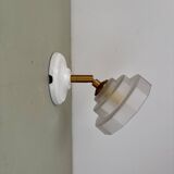 Vintage art deco frosted glass wall lamp with shade