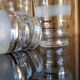 8 granite glasses bordered gold 1950s