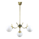 Italian Mid-century Brass and Opaline Glass Chandelier